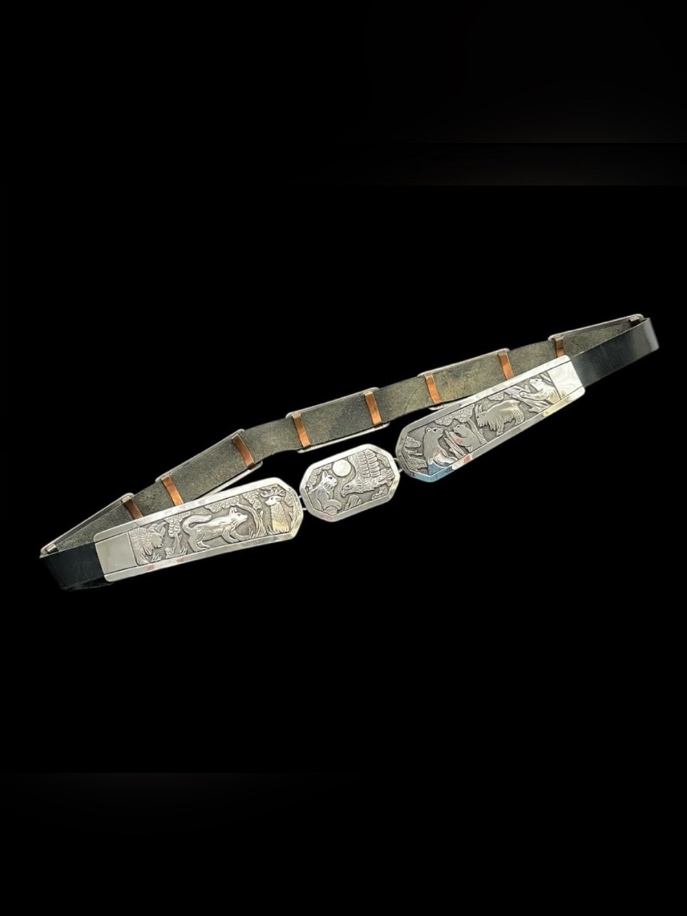 🔴SALE🔴 Navajo Floyd Becenti sterling animal theme storyteller concho belt Unisex